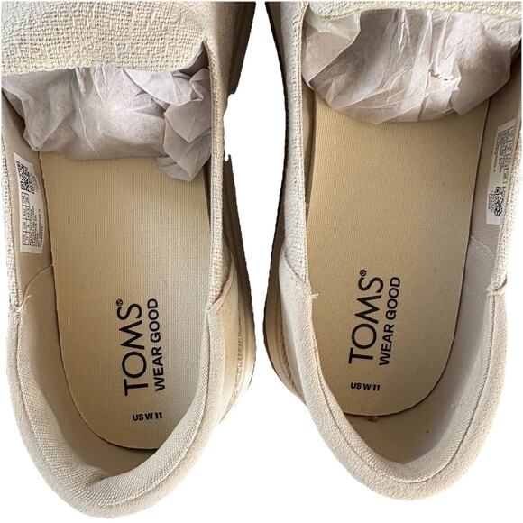 New TOMS Women's Jocelyn Espadrille Sneaker 11M Beige Two Tone Slub/Suede - Picture 7 of 9